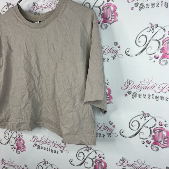 J.o & co tshirt tee cream Beige Crop Top cropped short style shirt grey - Picture 3 of 8